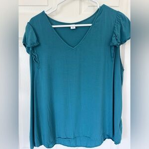 Old Navy Teal Ruffled Blouse
